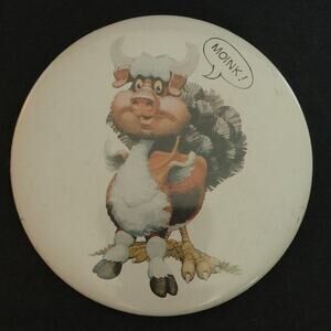 VTG Moink! Pin Button Pig Cow Turkey Chicken Hybrid Kitschy